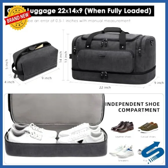 Water Resistant Canvas Travel Duffel Bag Airline Approved Carry On Luggage